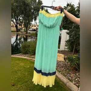 Romeo & Juliet Couture Aqua and Lemon Maxi Skirt